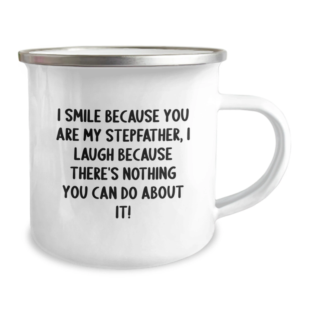 Funny Stepfather Gifts for Him - I Smile Because You Are My Stepfather - Heartwarming Valentine's Unique Gifts from Family Friends for Men - 12 oz Camping Mug - Image 2