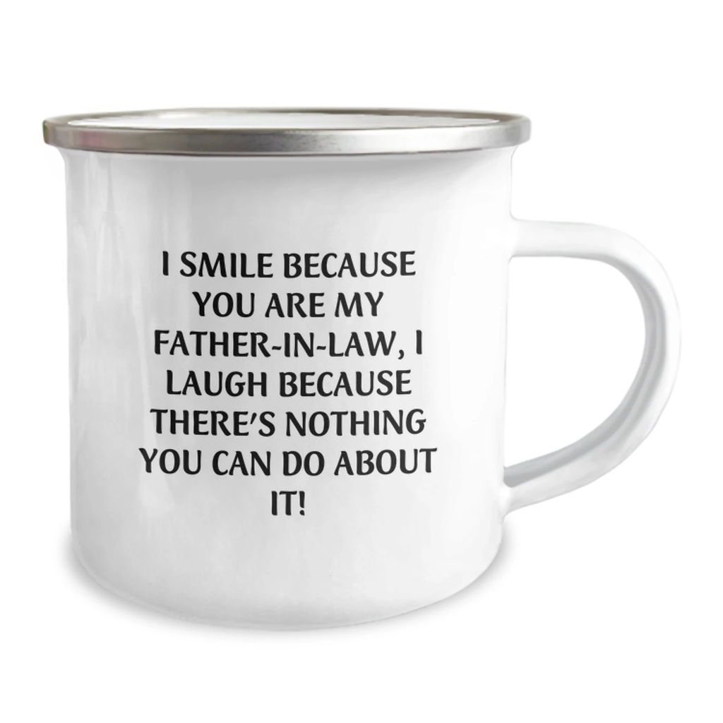 Funny Father-in-law Camping Mug Gifts from Men for Valentine's - I Smile Because... - Image 2