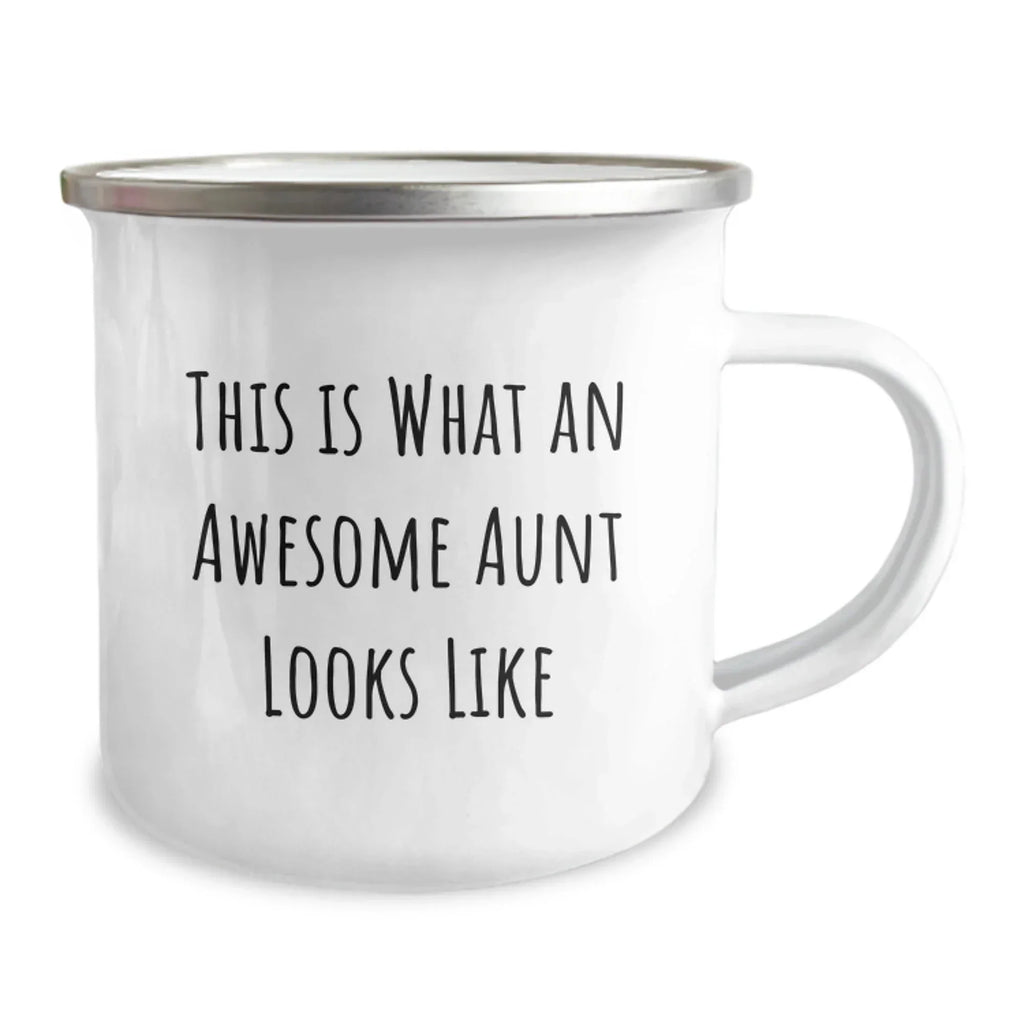Awesome Aunt Camping Mug, Gifts from Family - 'This Is What An Awesome Aunt Looks Like' Funny Quote, 12 oz Stainless Steel