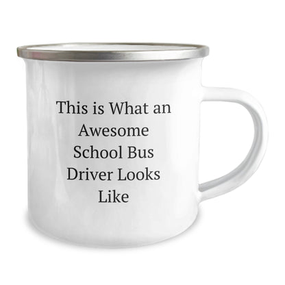 Funny School Bus Driver Gifts from Friends - This Is What An Awesome School Bus Driver Looks Like Mugs for Graduation, Perfect for School Bus Driver Appreciation - 12 oz Stainless Steel Camping Mug - Image 2