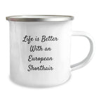 Gifts from Friends for European Shorthair Cat Lovers - 'Life Is Better With An European Shorthair' Funny Camping Mug, Valentine's Unique Gifts for Men, Women, Family, Friends