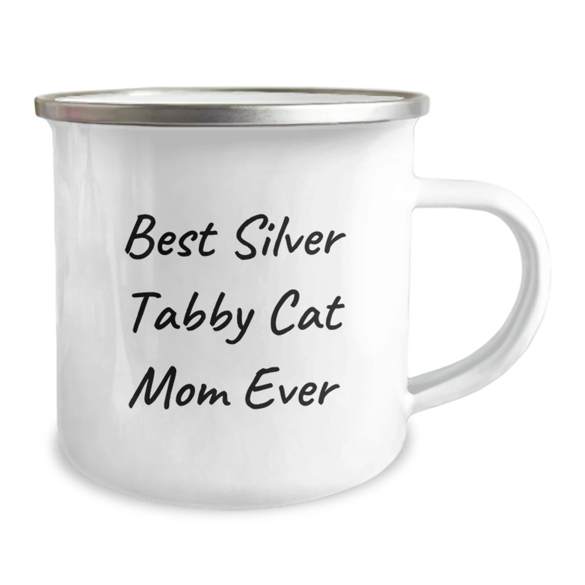 Unique Silver Tabby Cat Mom Gifts Camping Mug