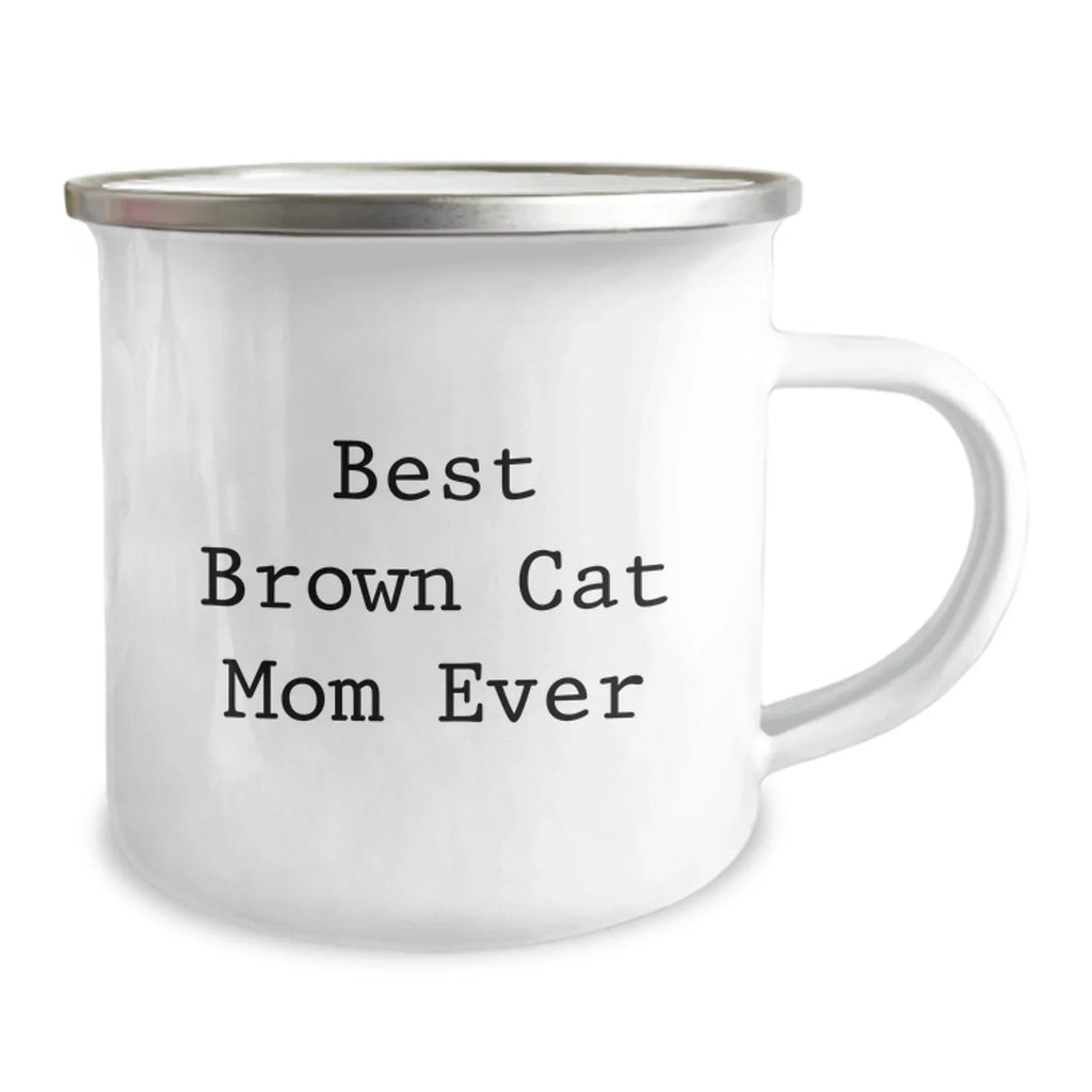 Funny Brown Cat Camping Mug Gifts for Friends - Best Brown Cat Mom Ever