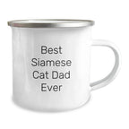 Funny Siamese Cat Dad Graduation Gifts from Friends, 'Best Siamese Cat Dad Ever' Camping Mug for Men, Women, Family, 12 oz Stainless Steel with Enamel Finish