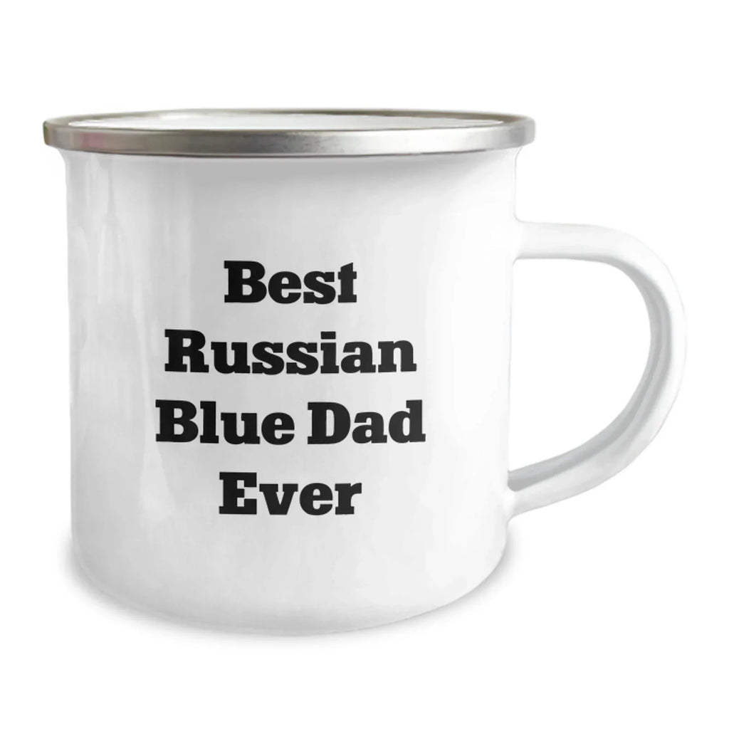 Russian Blue Cat Lover's Camping Mug, Best Dad Ever, Graduation Unique Gifts from Men to Russian Blue Cat Owners