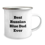 Russian Blue Cat Lover's Camping Mug, Best Dad Ever, Graduation Unique Gifts from Men to Russian Blue Cat Owners