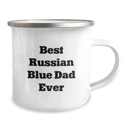 Russian Blue Cat Lover's Camping Mug, Best Dad Ever, Graduation Unique Gifts from Men to Russian Blue Cat Owners - Image 2