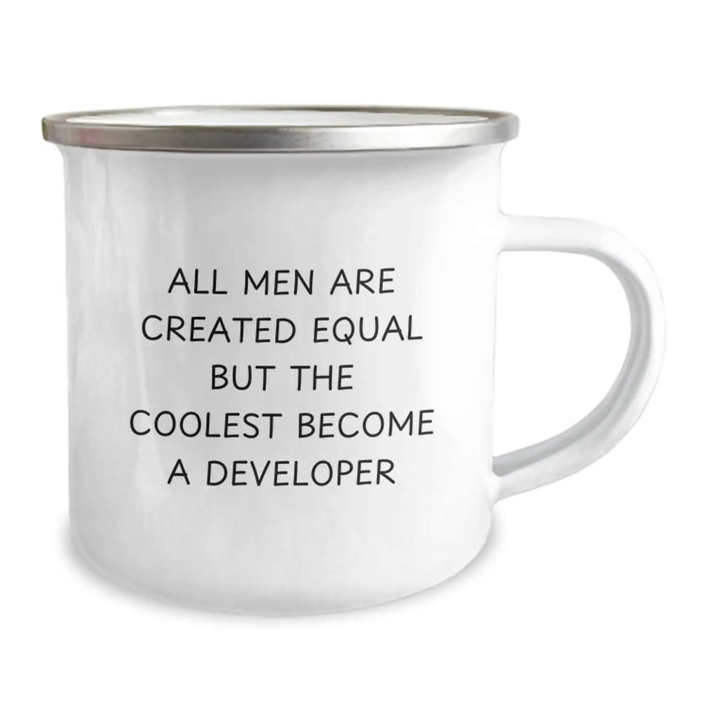 Developer Keepsake Camping Mug for Him Birthday Gift 12oz Enamel - Image 2