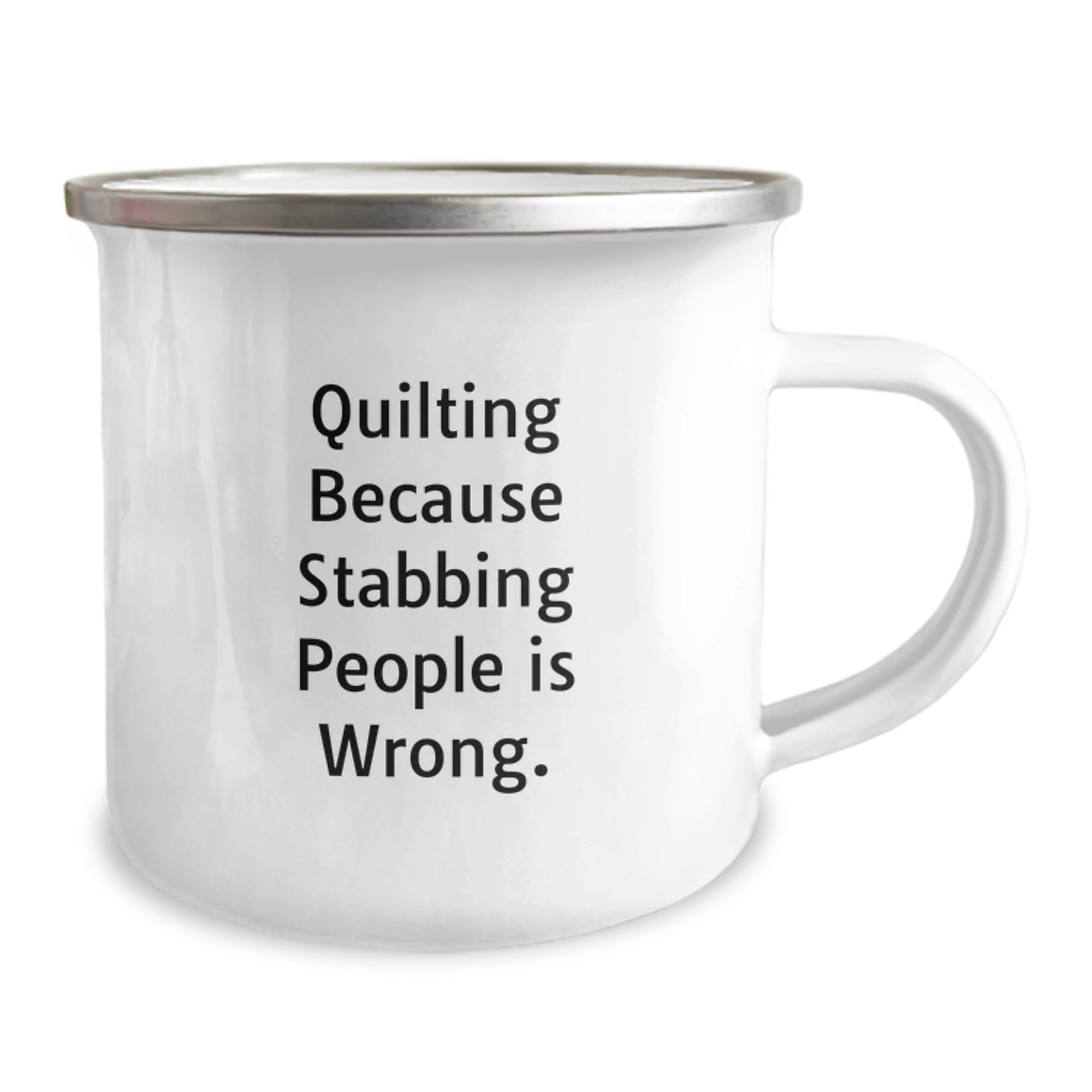 Quilting Fun Gifts from Friends Quilting Enthusiasts, 'Quilting Because Stabbing People Is Wrong.' Quilting Camping Mug for Birthday - Image 2