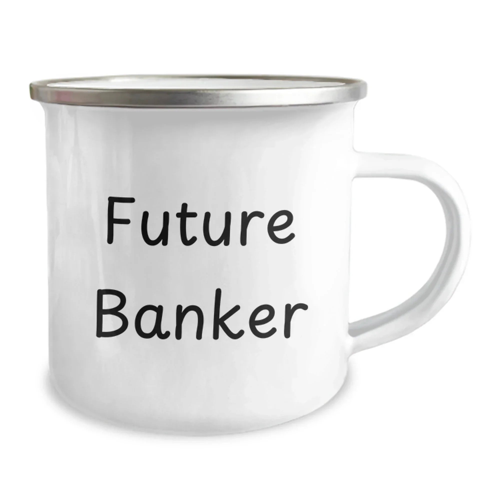 Funny Future Banker Gifts, Enamel Camping Mug for Bankers, Birthday Unique Gifts from Friends to Coworkers