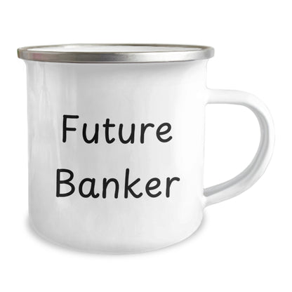 Funny Future Banker Gifts, Enamel Camping Mug for Bankers, Birthday Unique Gifts from Friends to Coworkers - Image 2