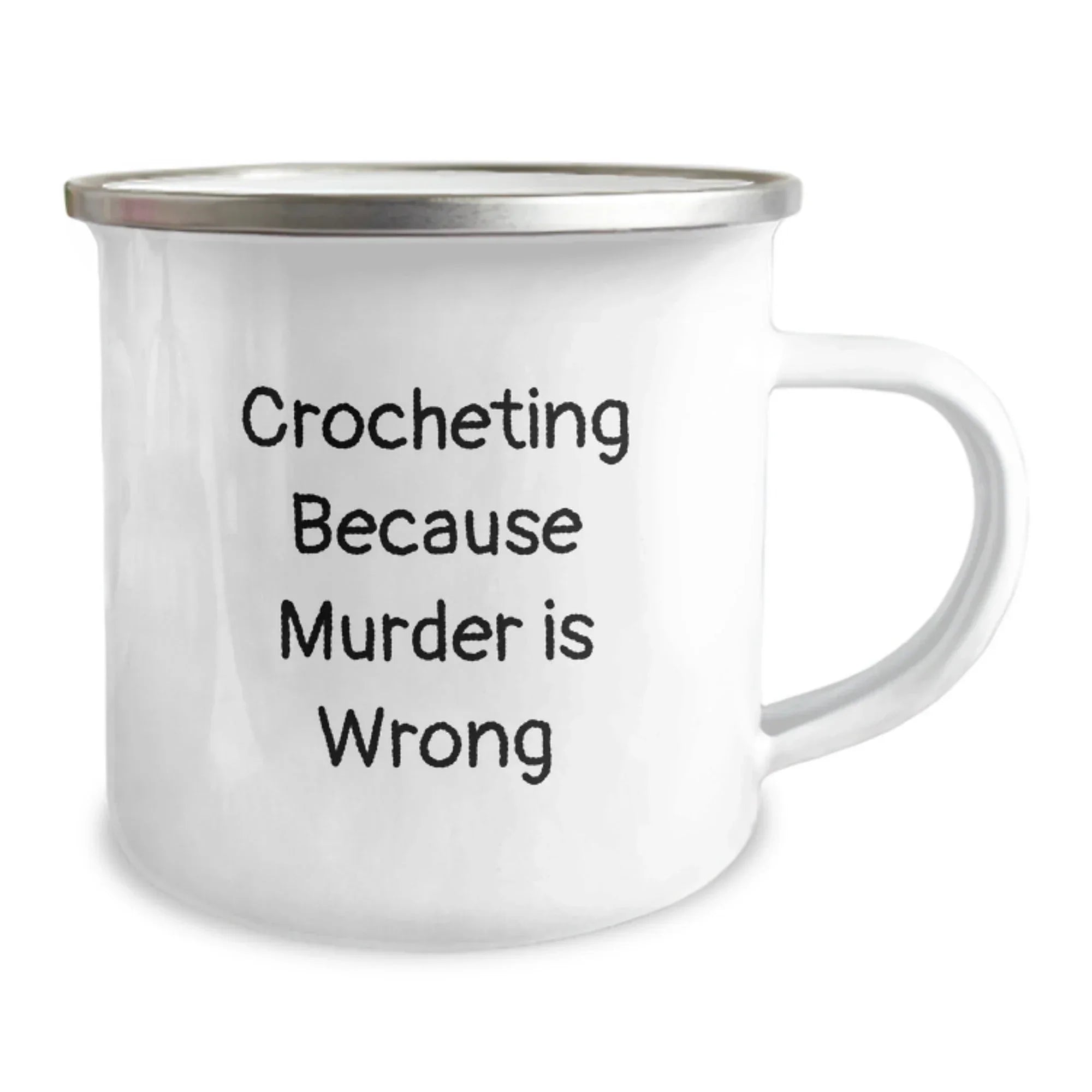 Crocheting Gifts from Friends for Graduation Unique Crocheting Camping Mugs with Funny Quote, 'Crocheting Because Murder Is Wrong', for Crocheting Enthusiasts and Friends