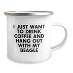 Funny Beagle Dog Gifts for Him, I Just Want To Drink Coffee And Hang Out With My Beagle Camping Mug Valentine's Unique Gifts from Men, Beagle Lover Gifts for Valentine's