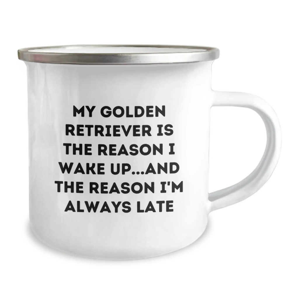 Funny Golden Retriever Dog Gifts from Men to Family - Birthday Unique Gifts for Dog Lovers - My Golden Retriever Is The Reason I Wake Up...and The Reason I'm Always Late - Camping Mug - Image 2