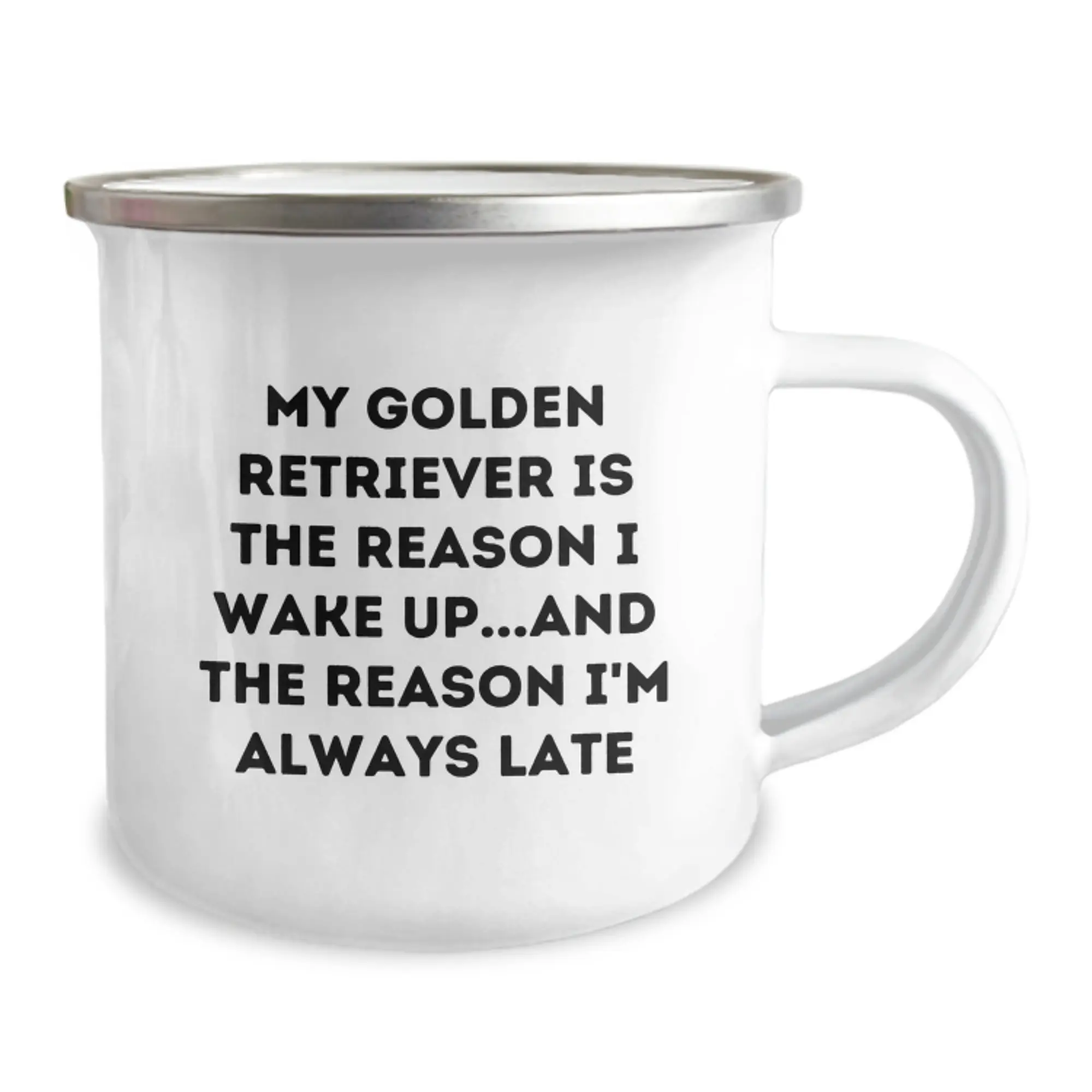 Funny Golden Retriever Dog Gifts from Men to Family - Birthday Unique Gifts for Dog Lovers - My Golden Retriever Is The Reason I Wake Up...and The Reason I'm Always Late - Camping Mug - Image 2