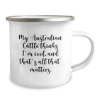 Funny Australian Cattle Dog Gifts for Men - Perfect Birthday Unique Gifts from Friends - 'My Aussie Thinks I'm Cool' Camping Mug - Image 2