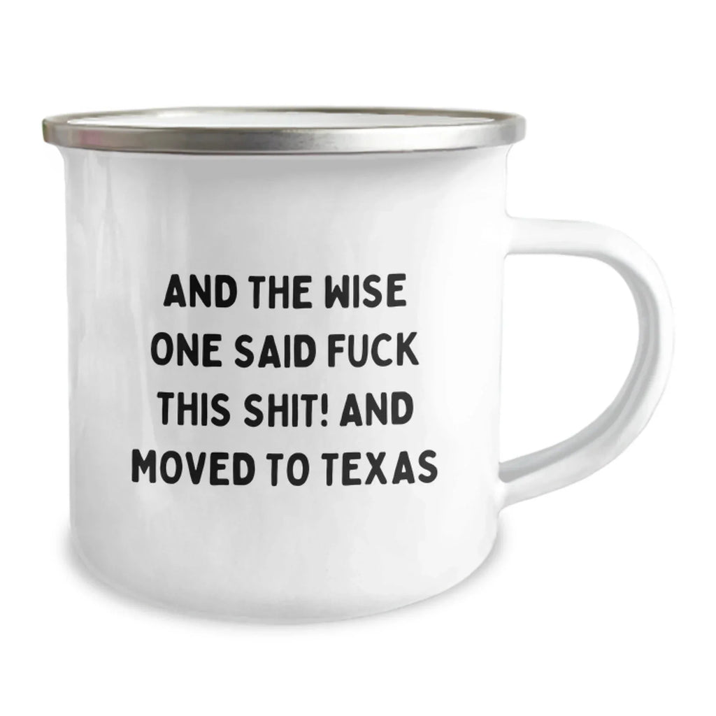 Texas Camping Mug 12 Oz Stainless Steel Enamel Cup For Outdoors