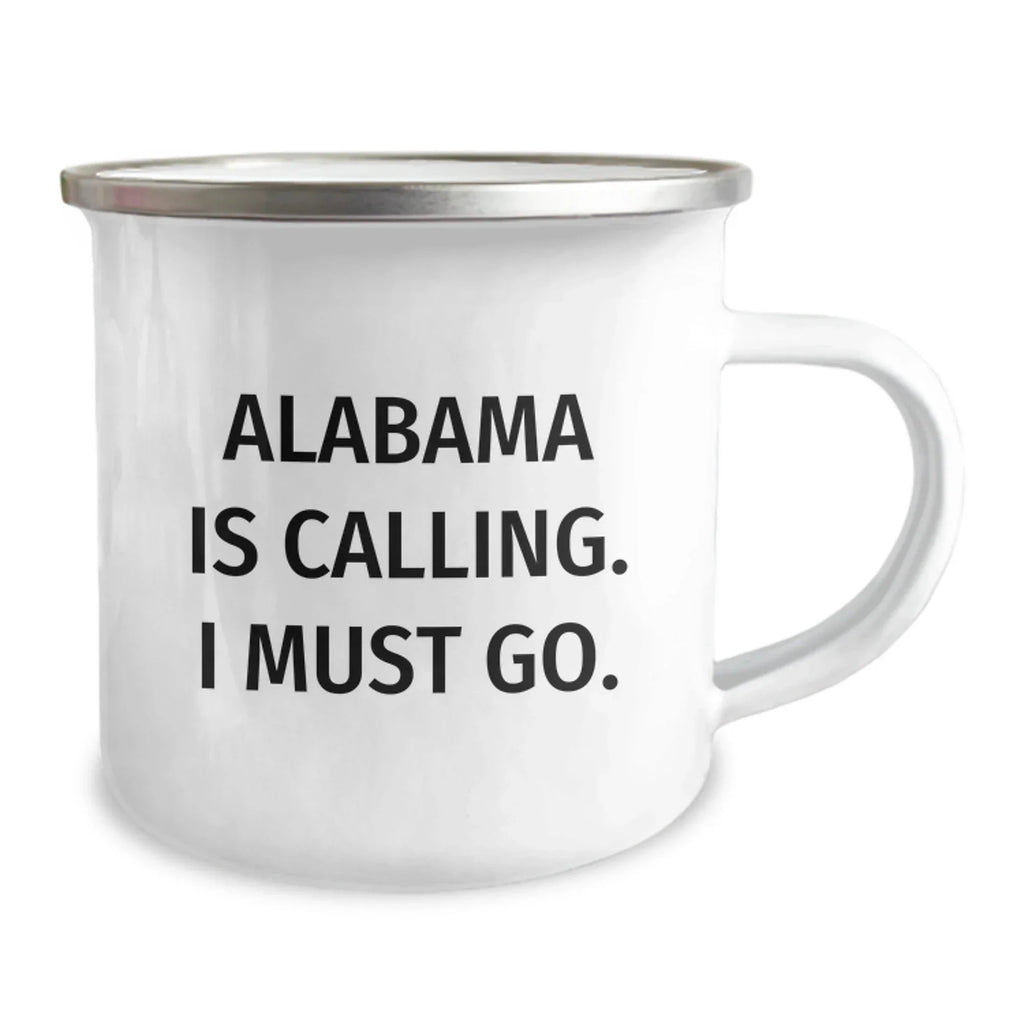 Alabama Camping Mug - Durable Stainless Steel Enamel Camp Cup With Permanent Print That Will Not Fade
