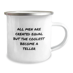 Novelty Camping Mug for Friends Birthday Gift – Equal Men Coolest Teller - Image 2