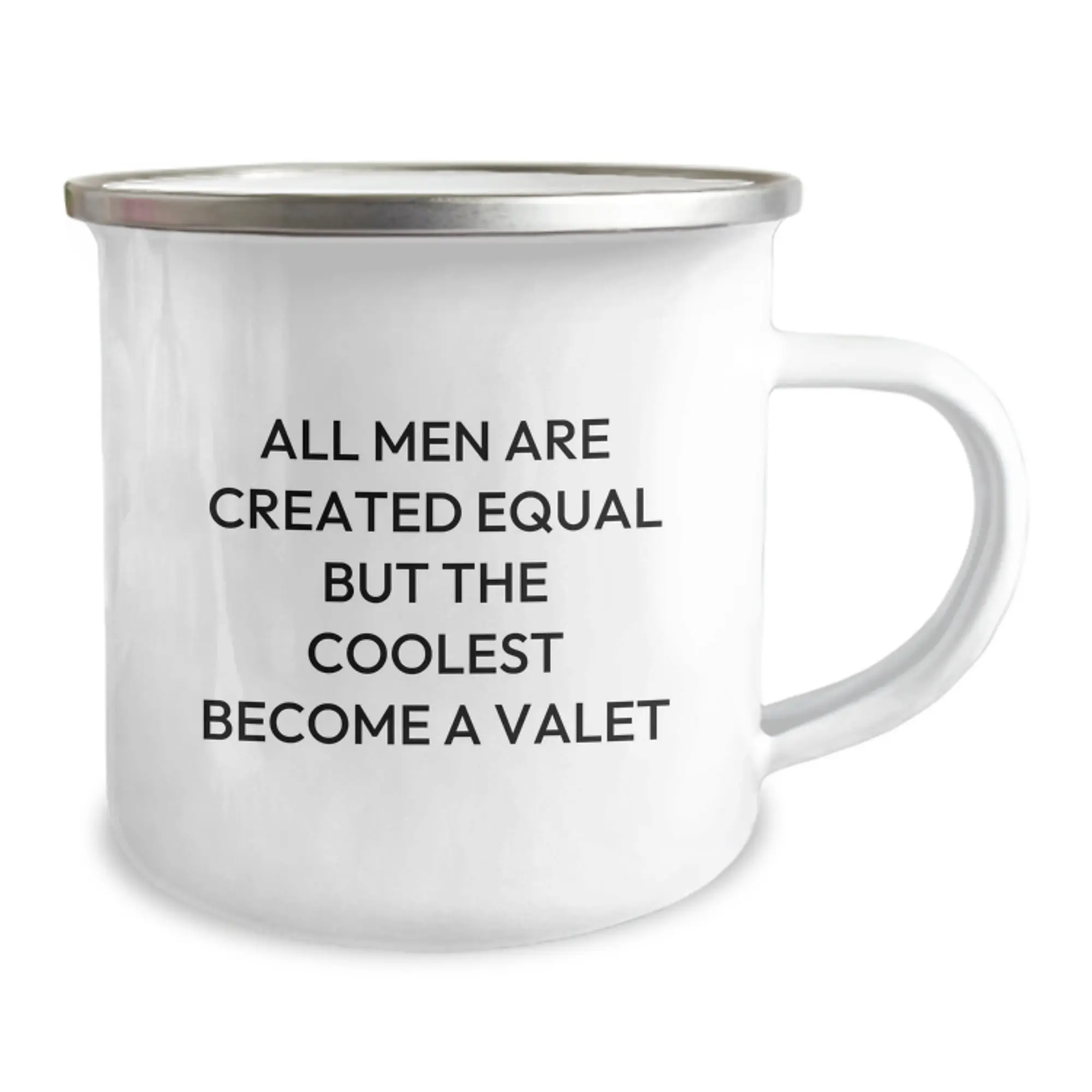 Funny Valet Gifts for Him, Best Camping Mug for Dad on Father's Day Unique, 'All Men Are Created Equal But The Coolest Become A Valet' Stainless Steel Mug - Image 2