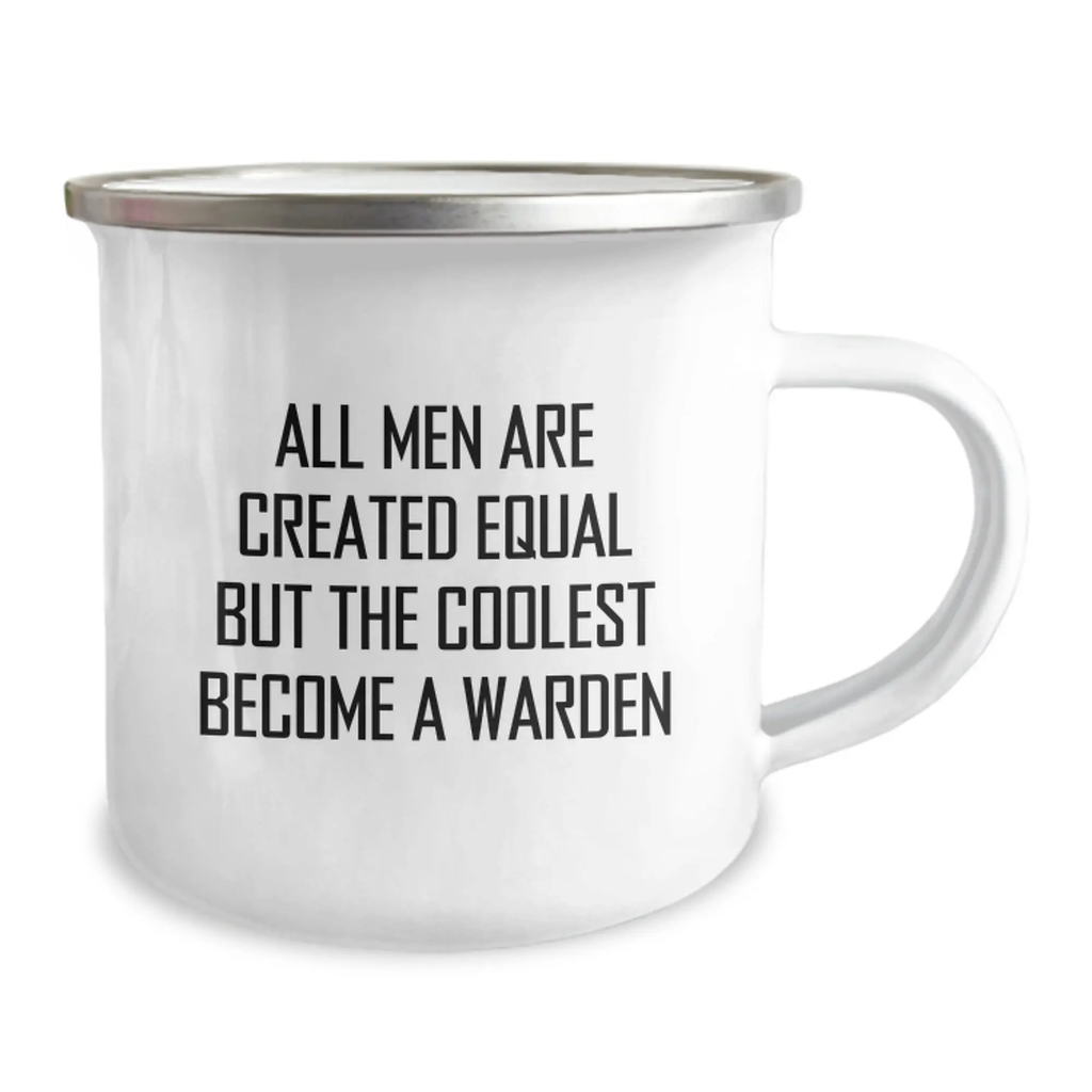 Warden Camping Mug Gift for Him - All Men Are Created Equal Keepsake - Image 2