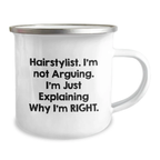 Funny Hairstylist Gifts from Friends, Unique Graduation Unique Gifts for Hairstylist, Funny Camping Mug with Hairstylist Quote - Image 2