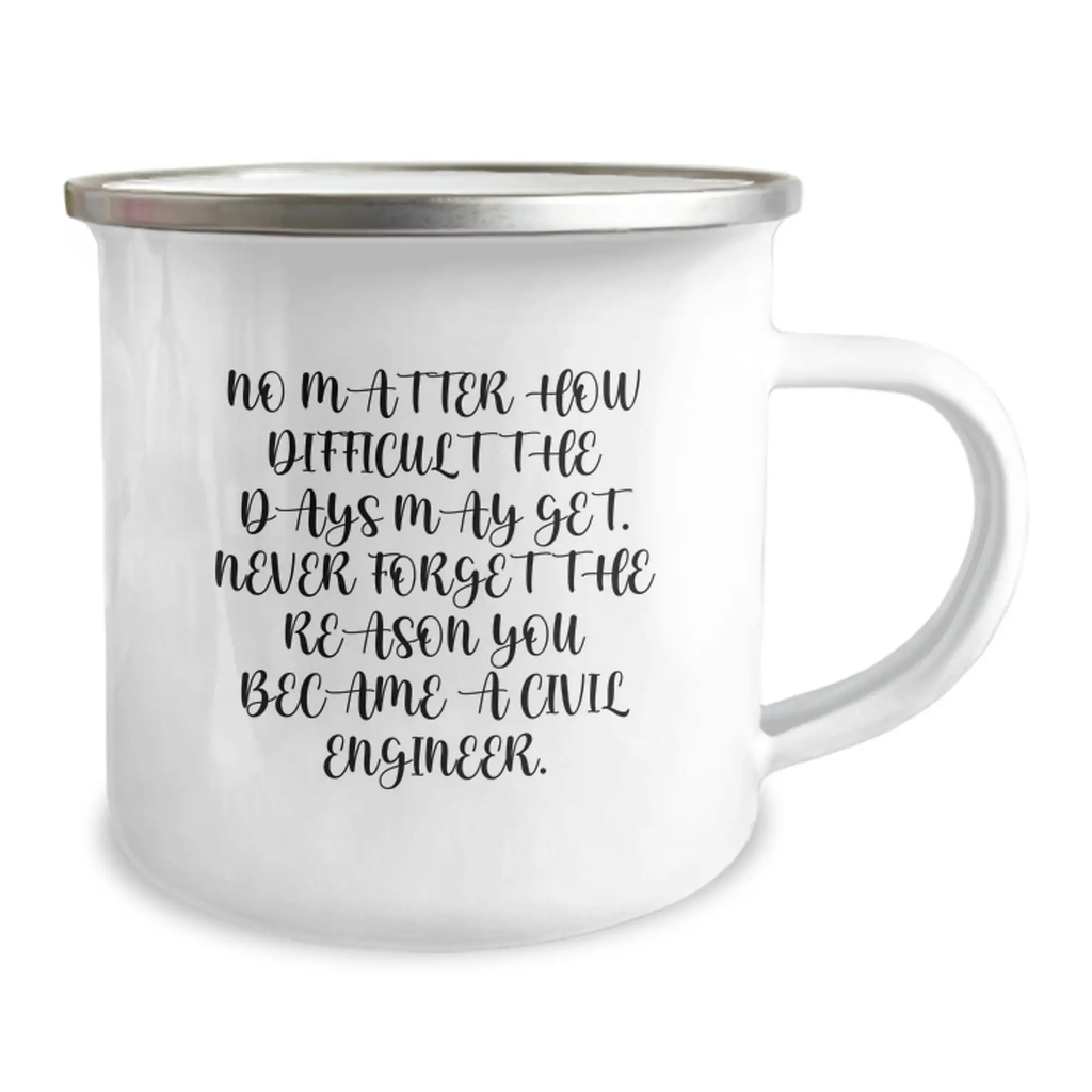 Civil Engineer Gifts, Encouragement Mug for Him - Funny Quote 'Never Forget The Reason' Birthday Camping Mug, Gifts from Family to Friends - Image 2