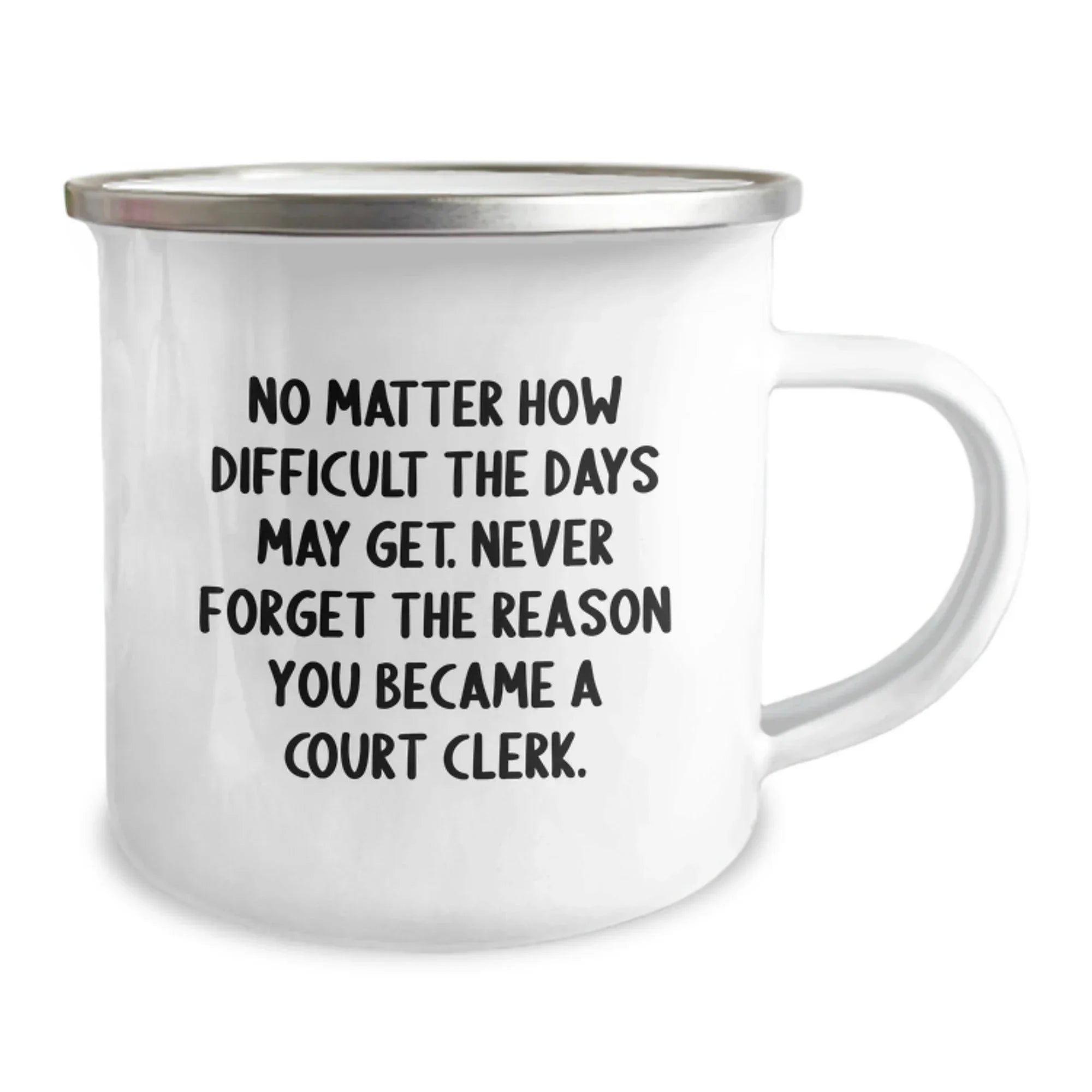 Funny Court Clerk Gifts - Camping Mug - Never Forget The Reason You Became A Court Clerk - Gifts from Family to Court Clerk, Camping Mug for Court Clerks, Perfect for Court Clerk Friends