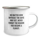 Funny Inspirational Gifts for Florist, Christmas Unique Mugs for Men Women Friends, Gifts from Florist to Florist with No Matter How Difficult The Days May Get Quote