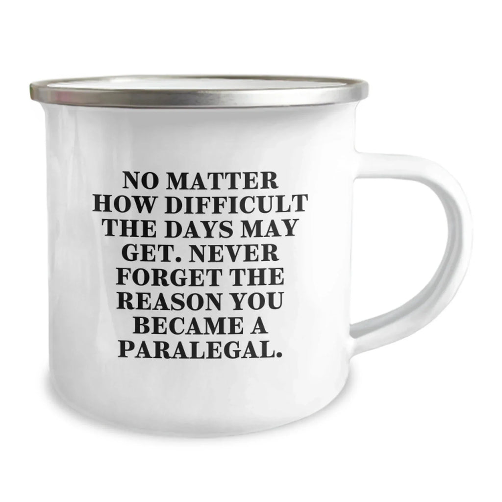Funny Paralegal Gifts for Him, Inspirational Camping Mug from Friends, Christmas Unique Paralegal Mugs with Quote - Never Forget You Became a Paralegal