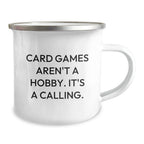 Funny Card Games Camping Mug Gifts for Card Game Enthusiasts, Unique Christmas Memorable Presents from Friends to Friends, Stainless Steel Enamel Finish