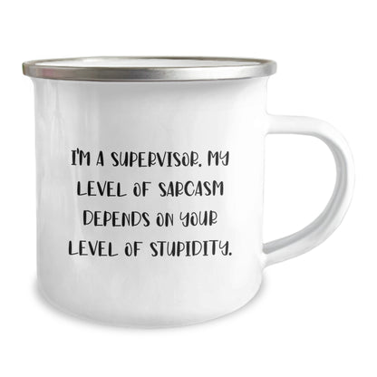 Funny Gifts from Men for Supervisor Christmas Unique Mugs I'm A Supervisor My Level Of Sarcasm Depends On Your Level Of Stupidity - Image 2