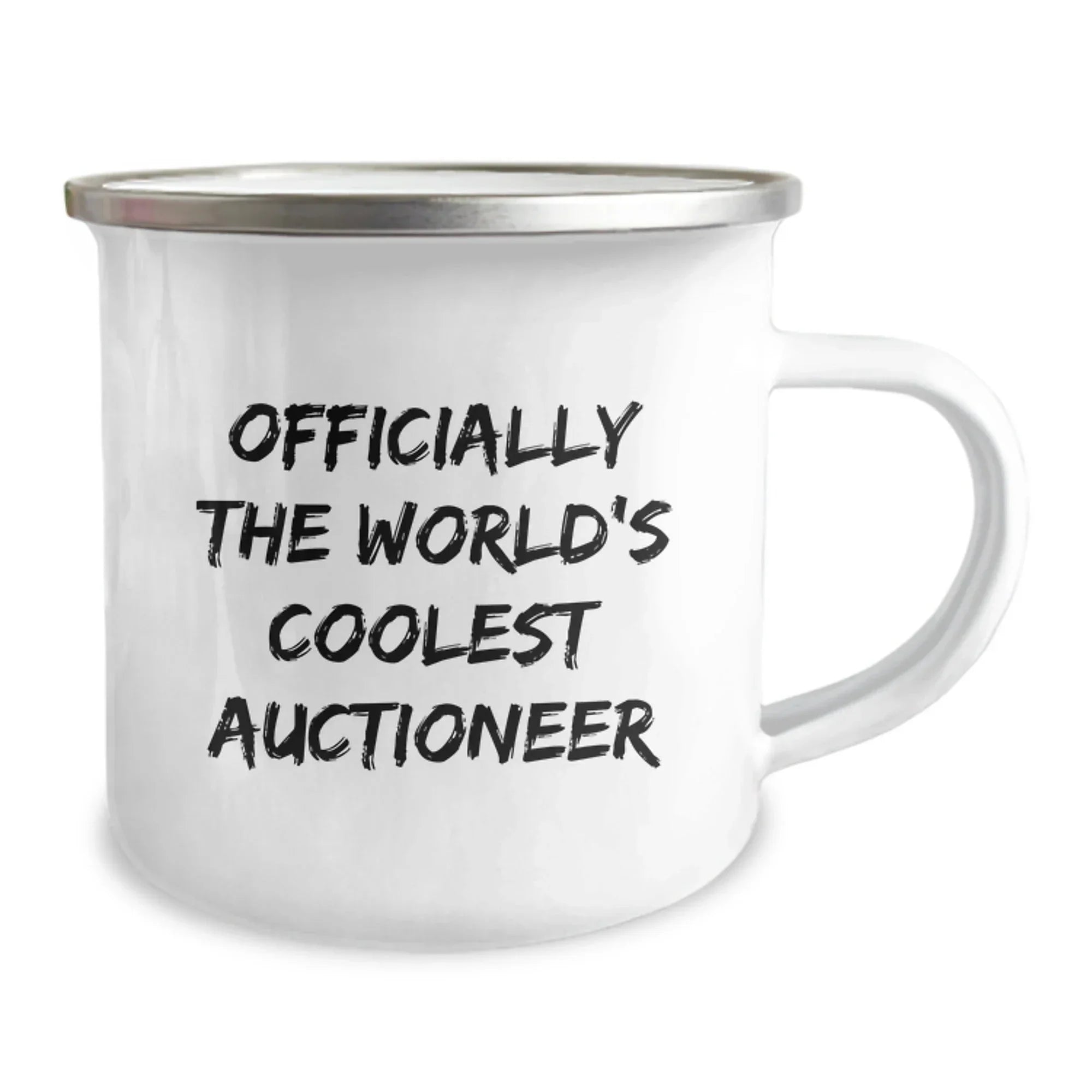 Funny Auctioneer Gifts for Men - 'Officially The World's Coolest Auctioneer' Camping Mug, Unique Christmas Memorable Presents from Family, Friends, and Coworkers