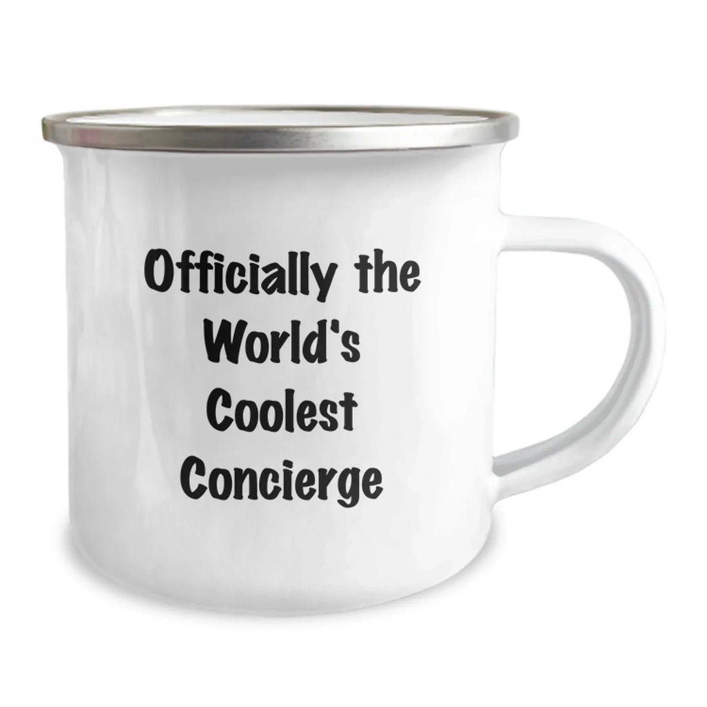 Concierge Gifts from Men to Friends - Camping Mug - 'Officially The World's Coolest Concierge' Funny Quote, Perfect Christmas Unique Gifts