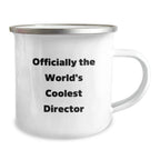 Funny Director Gifts from Men to Graduation Celebrations, Officially The World's Coolest Director Quote on 12 oz Stainless Steel Camping Mug, Gifts for Director