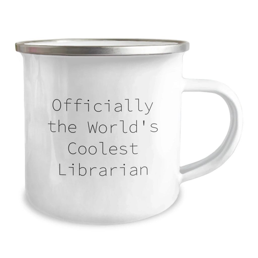 Funny Librarian Gifts for Friends, 'Officially The World's Coolest Librarian' Camping Mug for Christmas, Unique Librarian Mug from Friends