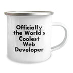 Funny 'Officially The World's Coolest Web Developer' Gifts for Web Developer Friends and Family, Christmas Unique Presents, Camping Mug for Outdoor Enthusiasts