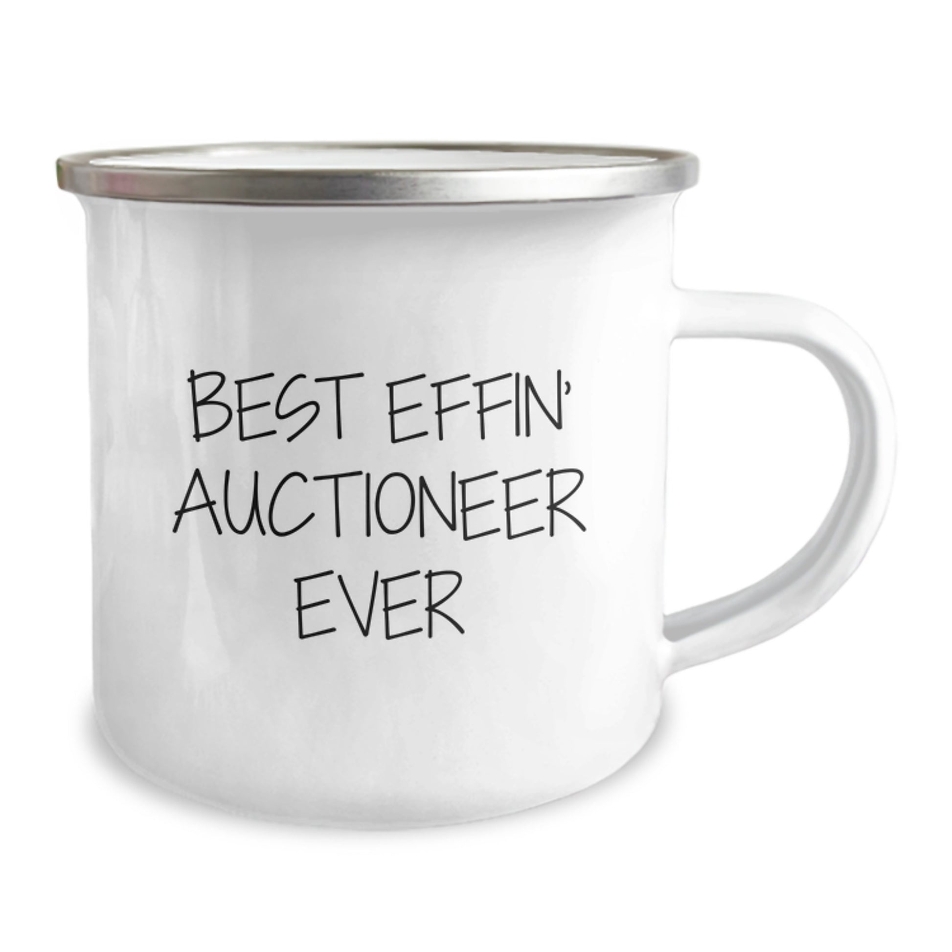 Auctioneer Gifts for Men Friends - Funny 'Best Effin' Auctioneer Ever' Camping Mug Stainless Steel Enamel Finish 12 oz Unique Christmas Unique Gifts from Friends - Image 2