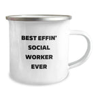 Funny Social Worker Gifts for Men, Women, or Friends - Best Effin' Social Worker Ever Camping Mug for Christmas Unique Gifts from Family