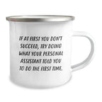 Gifts from Men to Personal Assistants, Funny Camping Mugs for Graduation, If At First You Don't Succeed, Try Doing What Your Personal Assistant Told You To Do, Personal Assistant Gifts