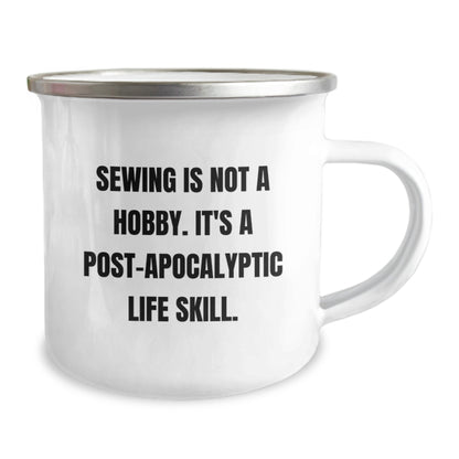 Sewing Enthusiasts Gifts for Men from Friends - Camping Mug with Funny Quote, 12 oz Stainless Steel, Hand Wash Recommended - Image 2