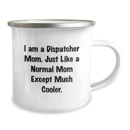 Funny Dispatcher Gifts For Her, I Am A Dispatcher Mom Like A Rockstar Camping Mug, Christmas Unique Presents For Dispatcher Women - Image 2