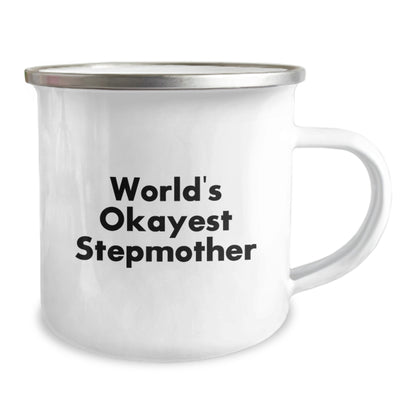 Funny Stepmother Gifts from Family - World's Okayest Stepmother Camping Mug, 12 oz, Stainless Steel with Enamel Finish, Perfect Birthday Unique Gift for Stepmothers - Image 2