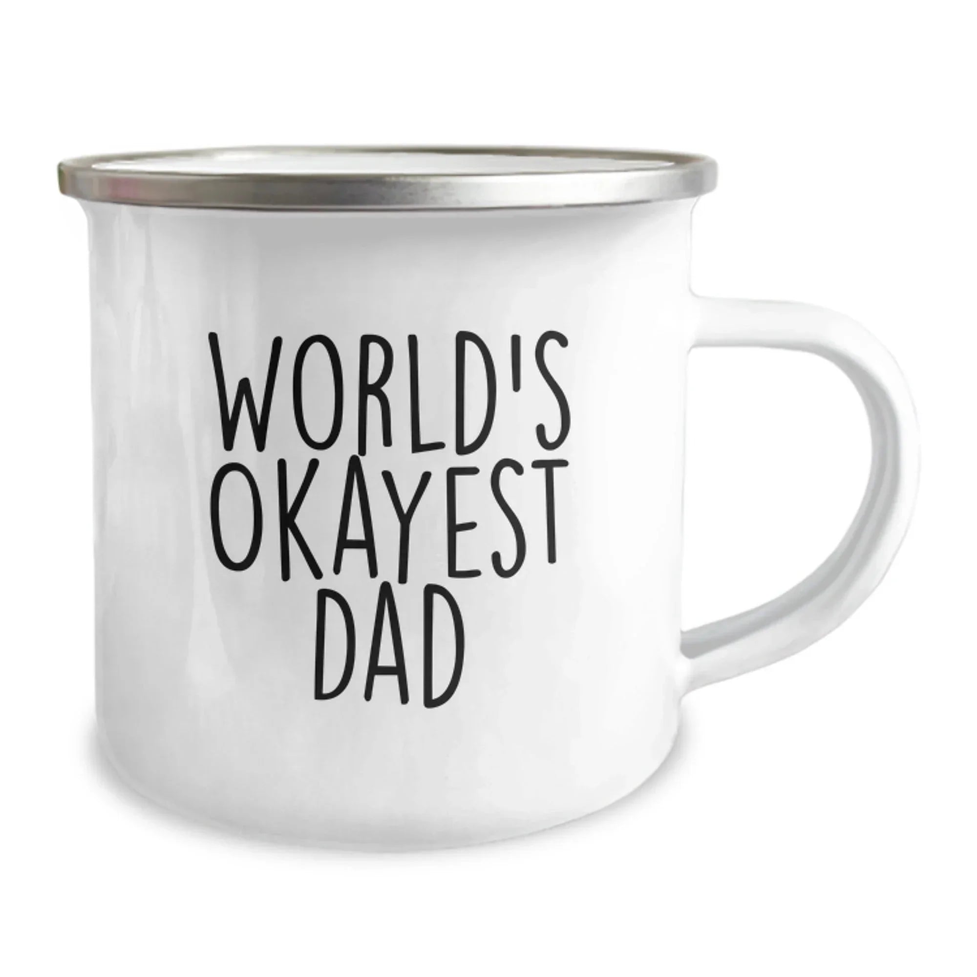 Funny Dad Gifts Christmas Unique Mugs for Men from Family with 'World's Okayest Dad' Quote, Perfect Camping Mug for Dad Enthusiasts