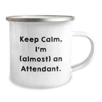 Funny Attendant Gifts from Friends, Gifts for Attendant Men, Keep Calm and Camping Mug, Birthday Unique Gifts