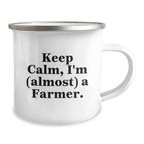Funny Farmer Gifts from Friends to Men, Camping Mug, Keep Calm I'm (almost) A Farmer, Christmas Unique Gifts for Farmer