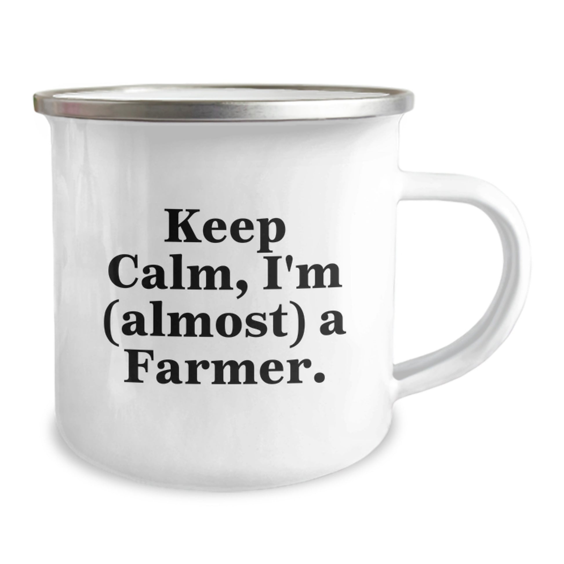 Funny Farmer Gifts from Friends to Men, Camping Mug, Keep Calm I'm (almost) A Farmer, Christmas Unique Gifts for Farmer - Image 2