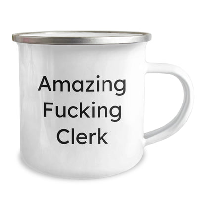 Funny Clerk Camping Mug Gifts for Men from Friends, Christmas Unique Clerk Mug, Amazing 'F--king Clerk' Quote - Image 2