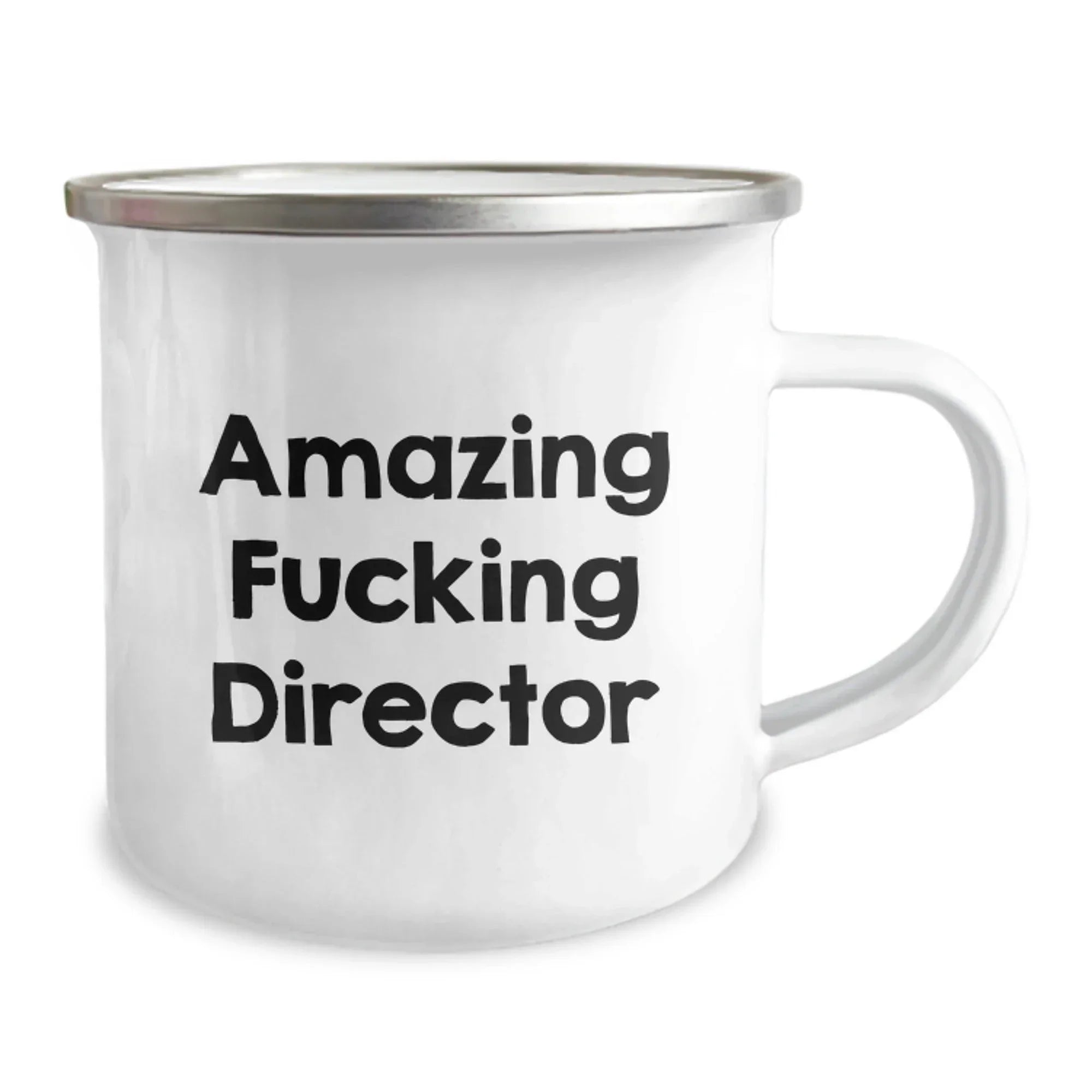 Funny Director Gifts for Camping Mug - 'Amazing F--king Director' - Unique Graduation Presents with Enamel Finish for Men, Women, Friends, Coworkers, Family