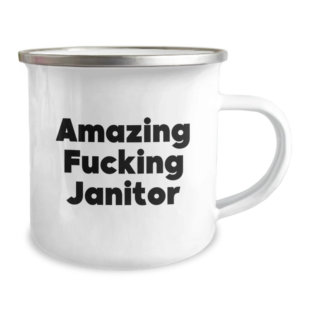 Funny Janitor Gifts from Friends for Janitor, Valentine's Unique Camping Mug, Amazing F--king Janitor Quote Janitor Mug, Janitor Appreciation - Image 2